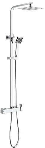 Cofan Columna de Ducha con Grifo Monomando | Diseño de Cabezal Cuadrado | Regulable en Altura