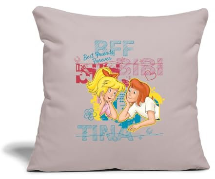 Spreadshirt Bibi Und Tina Best Friends Forever Kissenbezug 45 x 45 cm, One Size, helles Taupe
