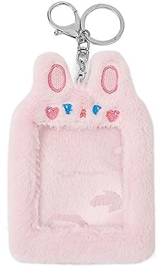 FUBAOLIN Photocard Holder Keychain Plush Cute Plush Kpop Photocard Holder Photo Sleeve ID Bank Credit Card Holder Protector…