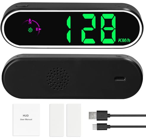 Shkalacar Head up Display, Auto HUD mit bunter LED Anzeige, GPS, Uhr und Kompassfunktion, Übergeschwindigkeitsalarm, Digitaler Tachometer für Auto LKW SUV Wohnmobil