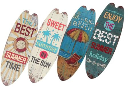TOPBATHY Surfbrett Holzschild Deko 3 StüCk Tropisches Strand-Wanddekor FüR Sommerfeiern HäNgendes Surfbrett Zeichen FüR Haus Und Garten