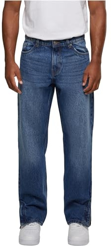 Urban Classics Herren Jeans Heavy Ounce Straight Fit Zipped Jeans, Jeans für Männer, Reißverschluss am Hosenbein, erhältlich, Größen 28-44
