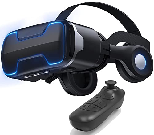 DUBEI Auriculares VR todo en uno, gafas de realidad virtual VR con controlador, gafas VR 3D para TV y videojuegos, compatibles con teléfonos móviles de 4.5 a 6 pulgadas