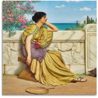 JSWLQ John William Godward (Leisure Hours) Künstler-Poster, Gemälde auf Leinwand, Wandkunst, Rollbild, Druck, Wohnzimmer, Wände, Dekoration, Zuhause, 60 x 60 cm