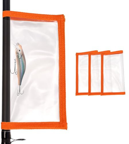 PATIKIL Fishing Lure Wrap 3.9 x 7.1, 4 Pack Durable Clear PVC Lure Covers Fishing Hook Covers Bait Storage Easily See Lures Keep Fishing Safe, Orange