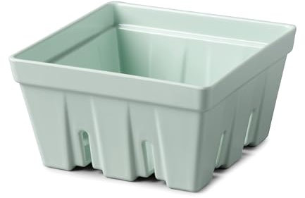 Zeal Fridge Storage Box for Fruits and Berries, Melamine Kitchen Storage Container – Wash and Serve Berry Colander Box, 12cm (Sage Green)