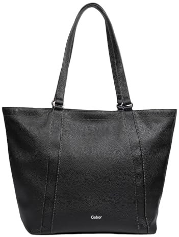 Gabor bags Bessy Damen Shopper Umhängetasche Reißverschluss Groß Schwarz