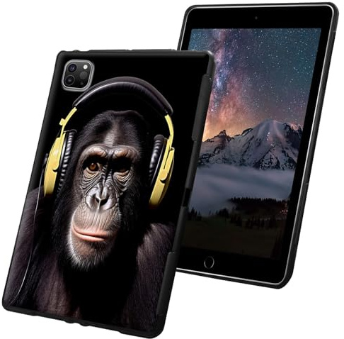Coque pour iPad Pro 11 4e/3e/2e génération pour iPad Air 5e/4e génération, coque fine et légère en silicone TPU souple, antidérapante, anti-chocs, housse de protection noire pour tablette – Monkeys