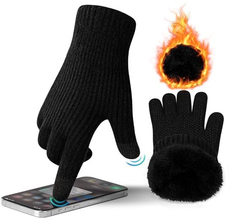 ineepor Alpaka Handschuhe Herren Damen Doppelschicht Touchscreen Thermo Warme Fleecefutter Winterhandschuhe Wolle Strickhandschuhe Rutschfeste