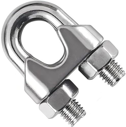 Wire Rope Clamp for 8mm Wire Rope Cable (Pack of: 10) U Bolt Saddle Clips DIN 741 Galvanised Steel Clip Fastener DIYUK