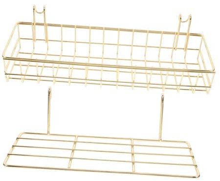 PRETYZOOM Wandregal Für Dusche Einkaufskorb Gitter Wandzubehör Hängekorb Draht Wandgitter Wandgitter Hängekorb Golddraht Korbgitter Wandregale Eisen Golden