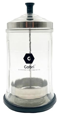 Gabri Glass Nail Tool Steriliser with Removable Basket, Barber Solution Jar - Stainless-Steel Parts, 10x16cm (21oz) - Professional Disinfectant Jar