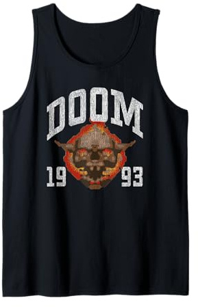 Doom 1993 Lost Soul Pixelated Skull Retro Video Game Tank Top