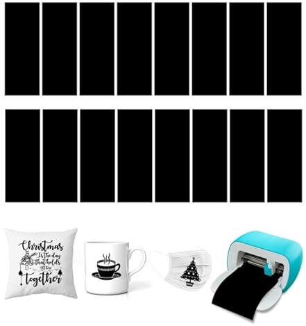 16 Stück Infusible Transfer Ink für Cricut Joy, Schwarz Infusible Ink Folie 11.4x30.5cm Infusible Transferpapier Unlöslich Sublimationstintenblatt für Wärmepressmaschine für T-Shirt Tasse Untersetzer