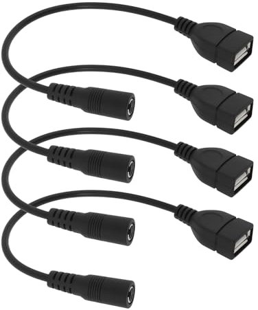 Be In Your Mind Ladekabel-Adapter, DC-Buchse auf USB-A-Buchse, 5,5 mm x 2,1 mm, geeignet für kleine Geräte, Handys, MP3, MP4, digitale Bilderrahmen (12 cm), 4 Stück