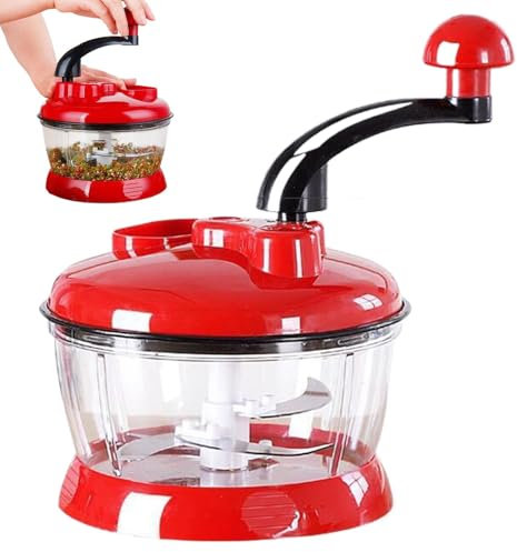Picadora de alimentos grande - Procesador de alimentos manual de 2 litros, Picadora de verduras extraída a mano | Picadora de ensalada resistente, picadora portátil de ajo y cebolla, picadora rápida p