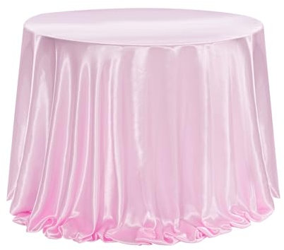 BrillShine Nappe, DIY Nappe Rond 228cm avec Noeud et Perles Lavable pour Mariage, Fête, Noël, Banquet, Anniversaire Rose Clair