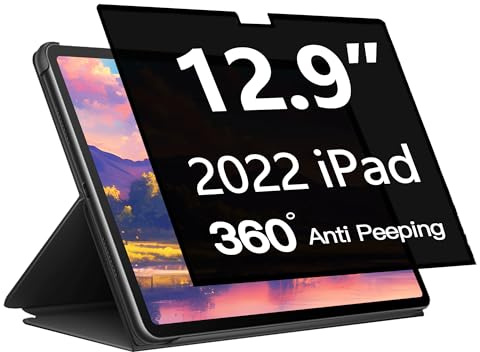 Protezione dello schermo della privacy a 360° per iPad Pro 12,9 pollici, filtro anti peeping per iPad Pro 12,9 pollici 6/5/4/3 Gen (2022/2021/2020/2018), filtro privacy schermo a 4 vie protezione