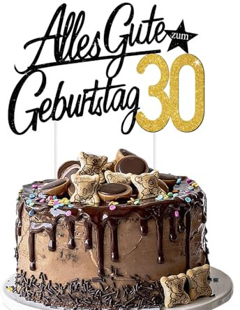 Torten Deko 30 Geburtstag – Glitzernder Cake Topper für Frauen & Männer (30)