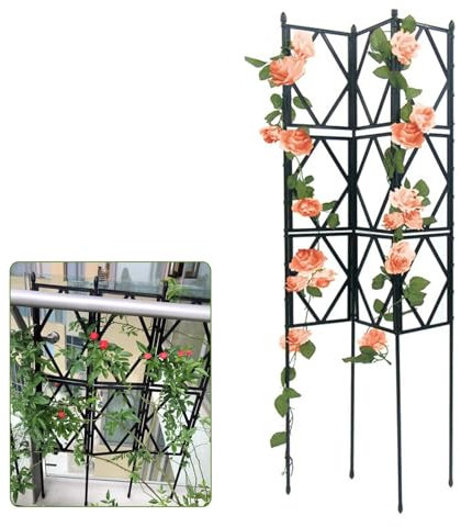 Treillis de jardin pour plantes grimpantes d'extérieur, tubes métalliques revêtus de PE + grilles en acier, treillis mural pour rosiers, cadre de support pliable pour plantes grimpantes, vignes et lég