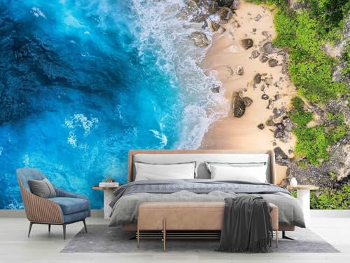 Tzxztt Natural Landscape Coastal Modern 3D Wallpaper Embossed Silk Neutral Tones Material Ideal for Living Room Bedroom-350cm×256cm