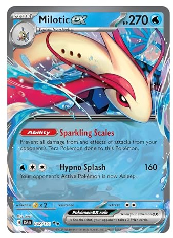 Milotic ex 042/191 Ultraseltene Pokemon-Karte, seltene Pokémon-Karten, Pokémon EX, Surging Sparks, Pokemon-Scharlachrot und Violett, Titan Cards authentifiziert