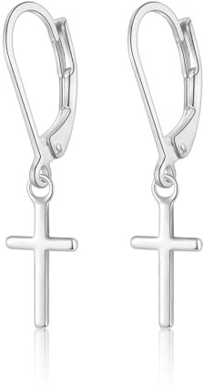Creolen Silber gold mit Kreuz Anhänger für Damen Herren Mädchen, Creolen Silber 925 Huggies(10mm) mit Zirkonia Ohrringe Gold Knorpel Tragus Schlafen Ohrringe