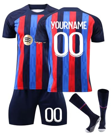Generisch Barcelona Personalisiert Fußball Trikot für Herren/Kinder, Fussball Trikot Hose Socken mit Eigenem Namen/Nummer