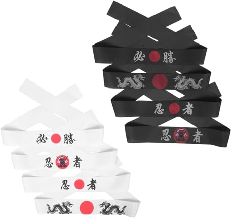 8 Stück Kinder Ninja Stirnbänder für Spiel und Geburtstag | Polyesterfaser, Verstellbare Passform, Robust und Abriebfest, für Jungen und Mädchen im Alltag