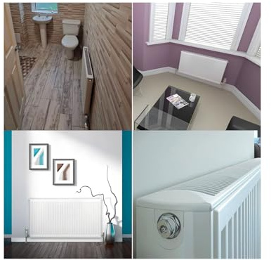 Stelrad Softline K2 600x1000mm Radiator with Curved Top Grille & Ends | Suitable for medium to large rooms needing strong heat output from a compact double‑panel radiator