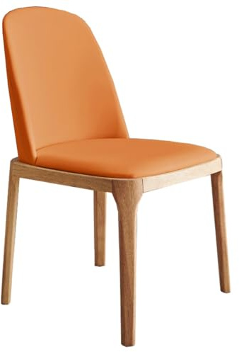 Natliedop Esszimmerstühle, Holz, ohne Armlehnen, 2er-Set, Moderne Küchenstühle aus der Mitte des Jahrhunderts mit Rückenlehne und Holzrahmen, gepolstert, für Küche und Wohnzimmer (Orange)