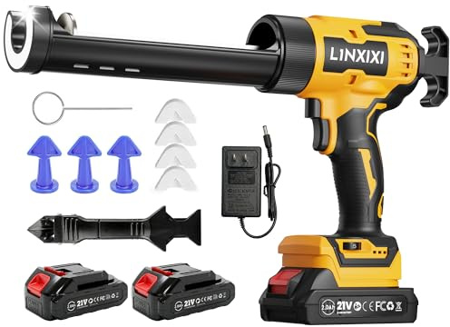 Presse à cartouche électrique sans fil compatible avec batterie Makita 18 V, avec 2 batteries, pistolet en silicone avec LED, vitesse réglable, anti-goutte pour montage et réparation