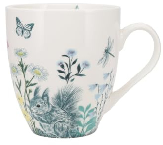 KIUB Très grand mug porcelaine arrondi - motif jardin merveilleux rempli de biodiversité - hauteur 11CM - contenance 500ML - boite assortie