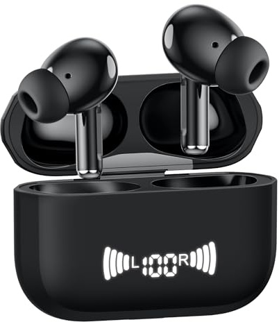 BLXSounds Kabellose Ohrhörer, Bluetooth-Kopfhörer, kabellose Kopfhörer mit ENC-Geräuschunterdrückungs-Mikrofon, HiFi-Bass-Stereo-In-Ear-Kopfhörer, 40-Stunden-LED-Display, Bluetooth-Ohrhörer für iPhone