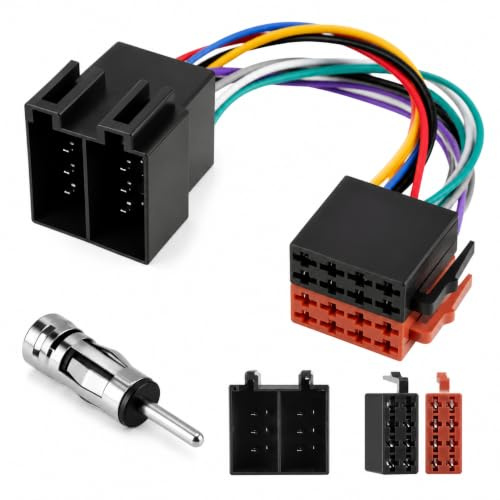 Autoradio Radioadapter Set, Universal Autoradio Adapter Stecker, ISO Adapter, Antennenadapter,ISO Stecker auf Buchse Radio Adapter Auto,Klemme 15 + 30 Steckbar Verlängerung