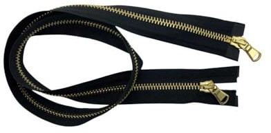 Cerniera Lampo in Metallo Ottone Oro – Doppio Cursore, 75 cm
