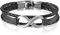 JewelryWe Schmuck Herren Damen Armband, Lieben Infinity Zeichen Geflochten Armreif, Leder Legierung, Silber schwarz