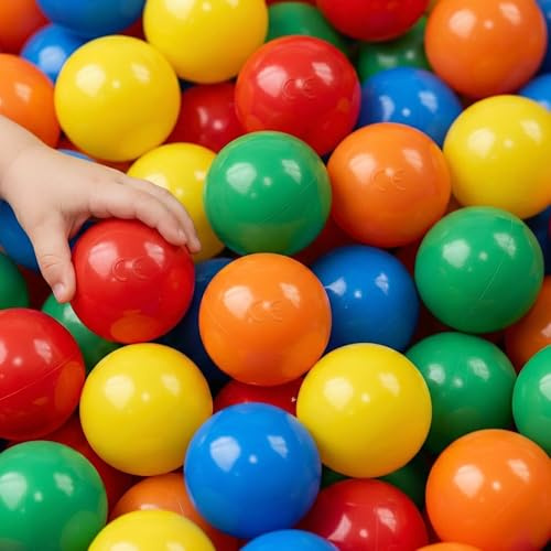 LittleTom 800 Kunststoffbälle 7 cm - stabile Bunte Spielbälle für Kinder - ideal für Bällebad Hüpfburg oder Spielzelt - farbecht BPA-frei und bestens geeignet für täglichen Spielgebrauch