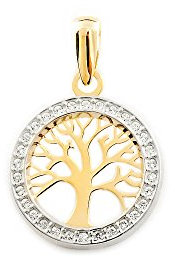 Colgante Oro bicolor Redondo calado Arbol de la Vida (9kts) - Estuche Regalo - Certificado de Garantía - Mondepetit
