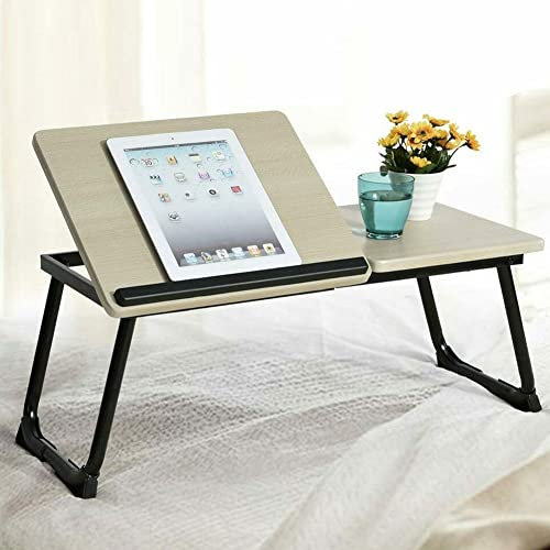 BAKAJI Tavolino Vassoio da Letto Divano per Notebook PC Laptop Pieghevole Leggio 65x30cm, Tavolino Colazione da Letto (Nero)