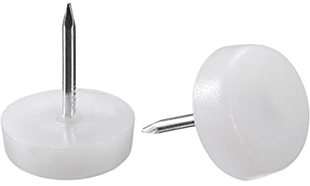 sourcing map Furniture Feet Nail Plastic Glide Nails Chair Table Leg Protector Pad 16mm Dia White 20pcs
