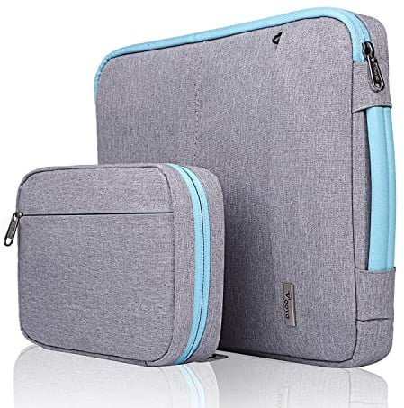 Voova Laptop Sleeve Case 15 15.6 16”with Detachable Accessories Organiser Pouch,Computer Bag Cover for MacBook Air 15 M2,MacBook Pro 15/16,Light-grey