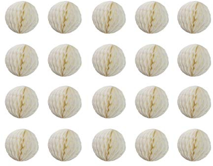 Wabendekoration – Cremefarbene Seidenpapier-Pompons für Babyparty, Geburtstag, Hochzeit und Heimdekoration (7,6 cm), 20 Stück