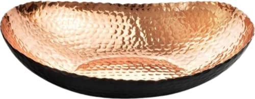 Monarch Abode 31601 Fruit Candy Dish Serving Bowl Hand Hammered Modern, Metal, Black/Copper