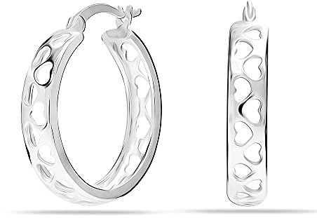 LeCalla Sterling Silver Jewelry KLEINES Herz Filigrane Leichte Creolen mit Klickverschluss für Damen s
