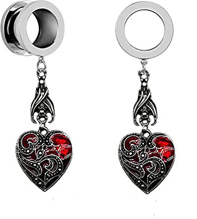 XINHE 2 Stück Edelstahl Ohr Piercing Körper Schmuck Ohrringe Ohr Stecker Tunnel Ohr Erweiterungen Ohr Reibahle Ohr Dilations Gothic Bat,A,10mm
