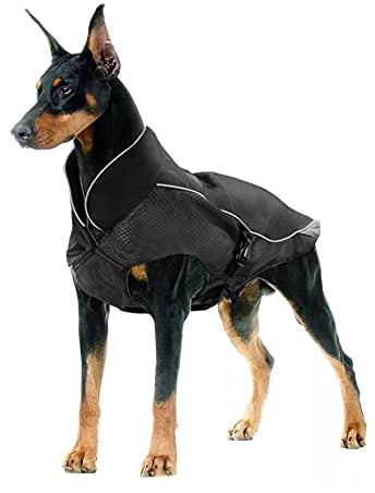 Waterproof Dog Coat Winter Warm Jacket, Dog Windproof Waterproof Coat with Fleece Lining Thicker Section, Adjustable Winter Warm Dog Jacket, Suitable for Dogs (Black, 2XL)
