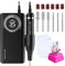 Yokefellow Professional 35000 RPM Nail Drill for Acrylic Nails with 6 bits Rechargeable Portable Manicure Pedicure Nail Drill Machine as a Power Bank Black&Grey&Sliver (Black+NB07)
