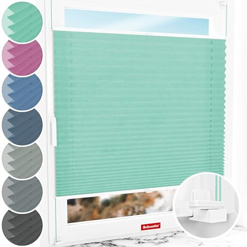 Schuette® Plissee ohne Bohren ● Melange Kollektion: Mint Ice Cream (Grün) ● 75x130cm (Breite x Höhe) ● Suprafix Faltrollo X Klemmfix Rollo ● Blitzschnelle Montage inkl. Video