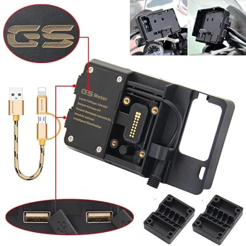 OTILLI Staffa di navigazione USB del telefono cellulare Supporto di ricarica per moto per R1200GS R1250GS F650GS F700GS F750GS F800GS F850GS ADV F900R S1000XR CRF1000L GPS con due porte USB